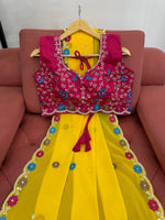 yellow color designer embroidery Georgette Saree