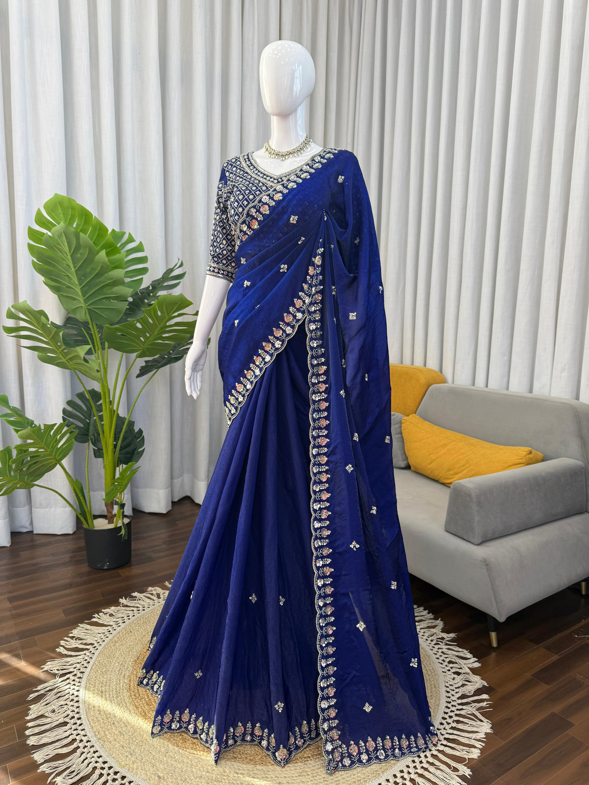 Blue Color Trending Designer Party Wear Saree