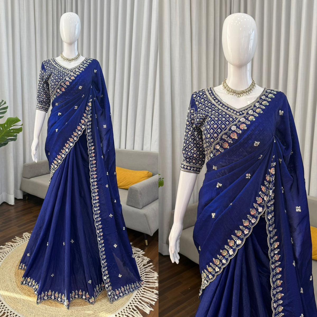 Blue Color Trending Designer Party Wear Saree