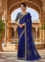 Blue Color Trending Designer Party Wear Saree