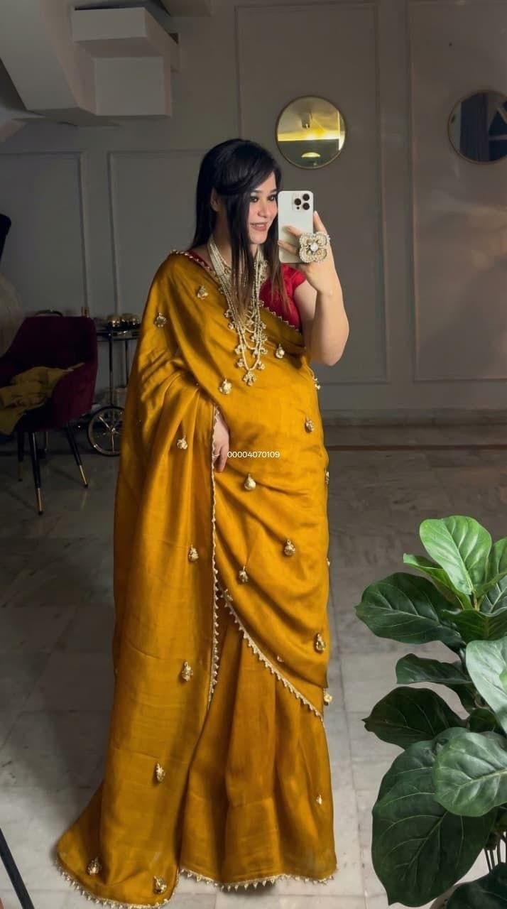 DesignerSoft Fendy Shiny Silk Saree with Blouse