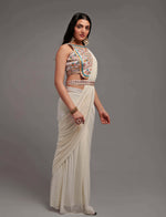 Whites - Ready Pleated Saree / Sarees / Ethnic Wear - Joshindia