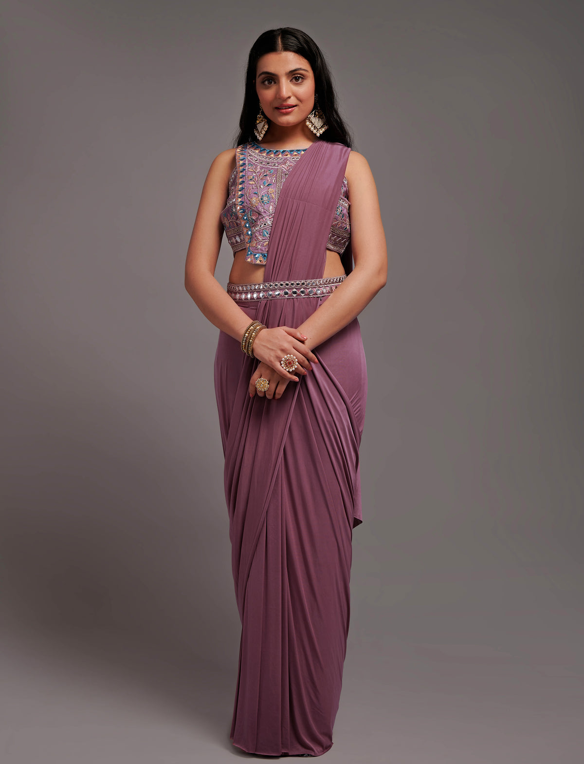 Wild Berry pink saree with rich blouse - Joshindia