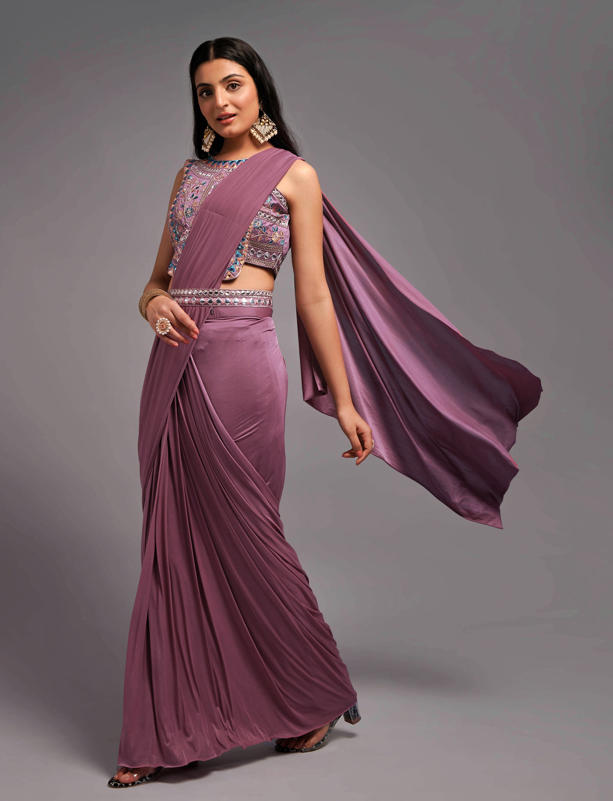 Wild Berry pink saree with rich blouse - Joshindia