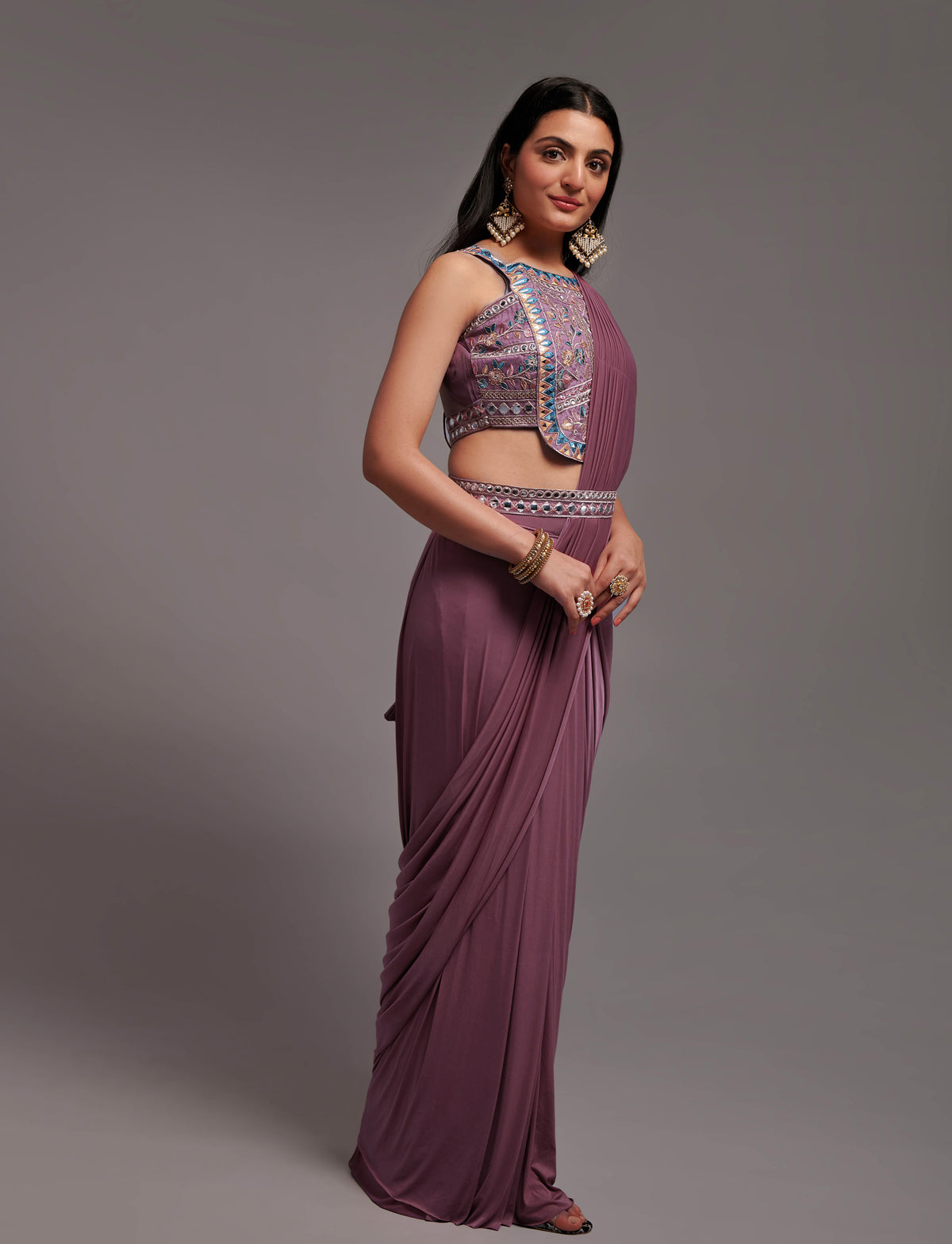 Wild Berry pink saree with rich blouse - Joshindia