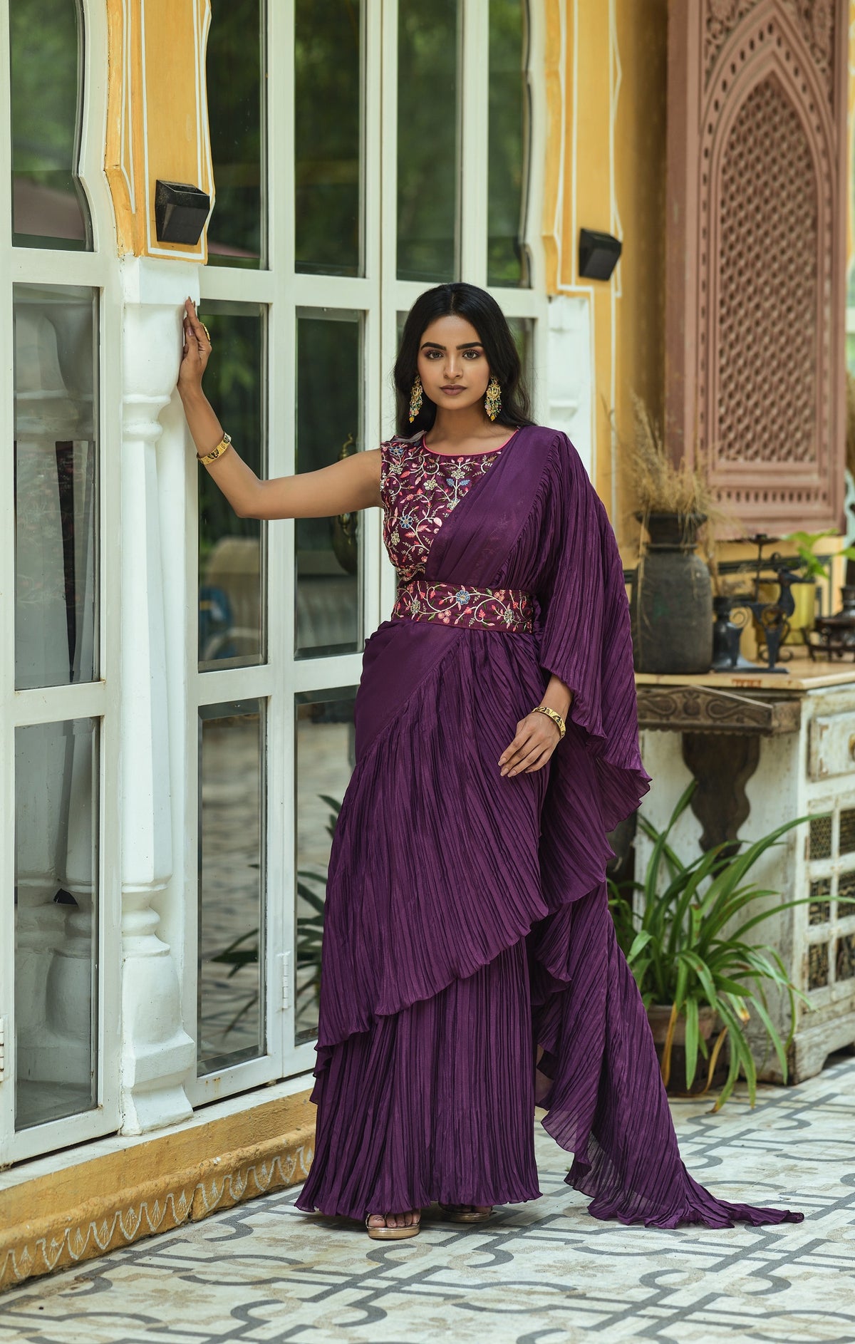 Buy Wine Colour Saree Online At Best Prices - Joshindia