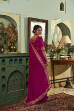 Buy Wine Color Designer Indian Saree Online - Joshindia