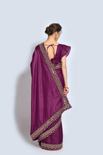 Buy Glamorous Wine Sarees Vichitra silk Online - Joshindia