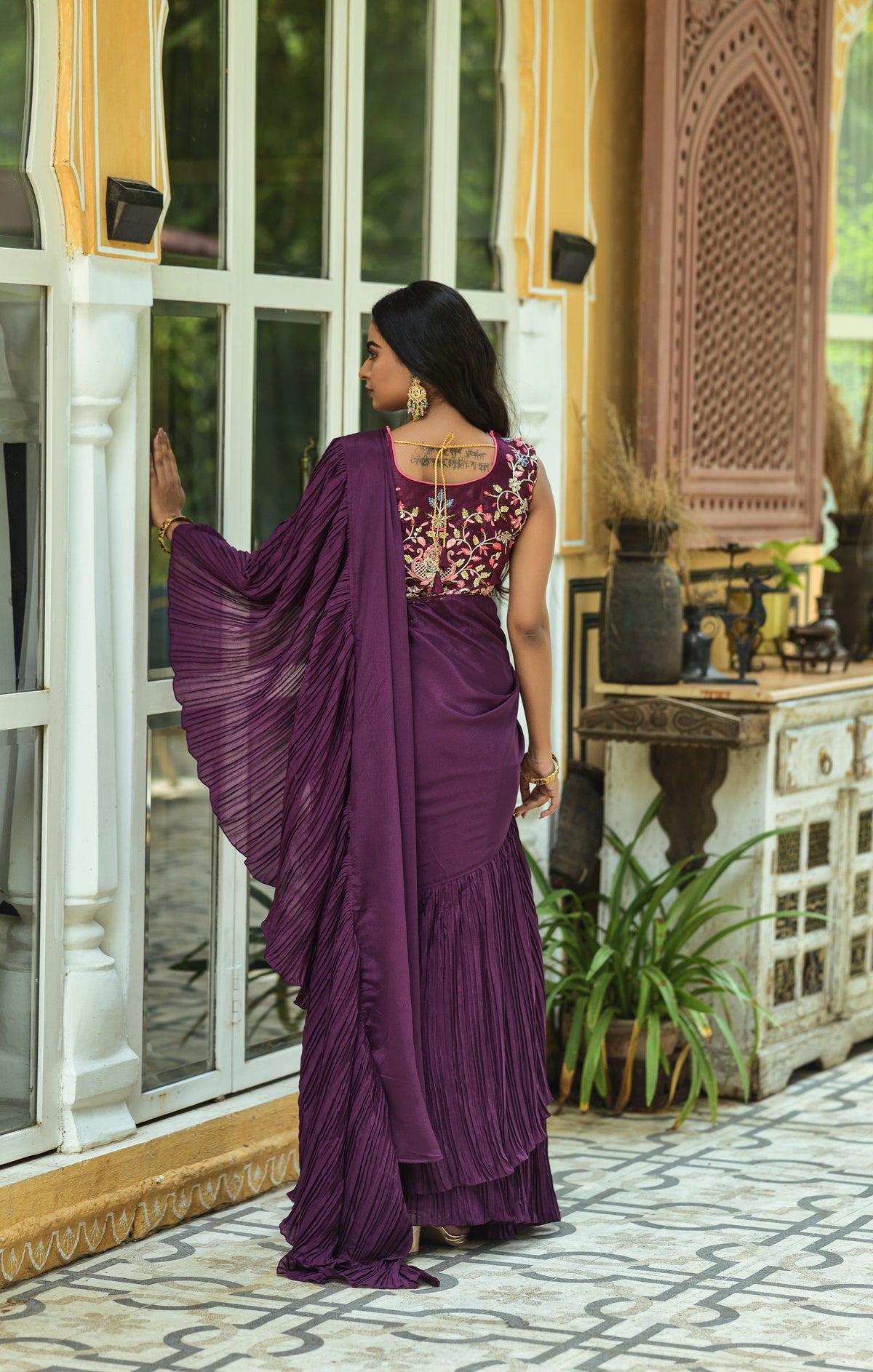 Buy Wine Colour Saree Online At Best Prices - Joshindia