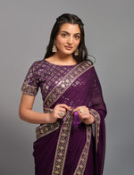 Wine Saree - Buy Wine Color Designer Indian Saree Online - Joshindia