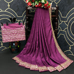 Buy Glamorous Wine Sarees Vichitra silk Online - Joshindia