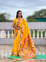 Rajhans Woven Design Silk Blend Paithani Saree