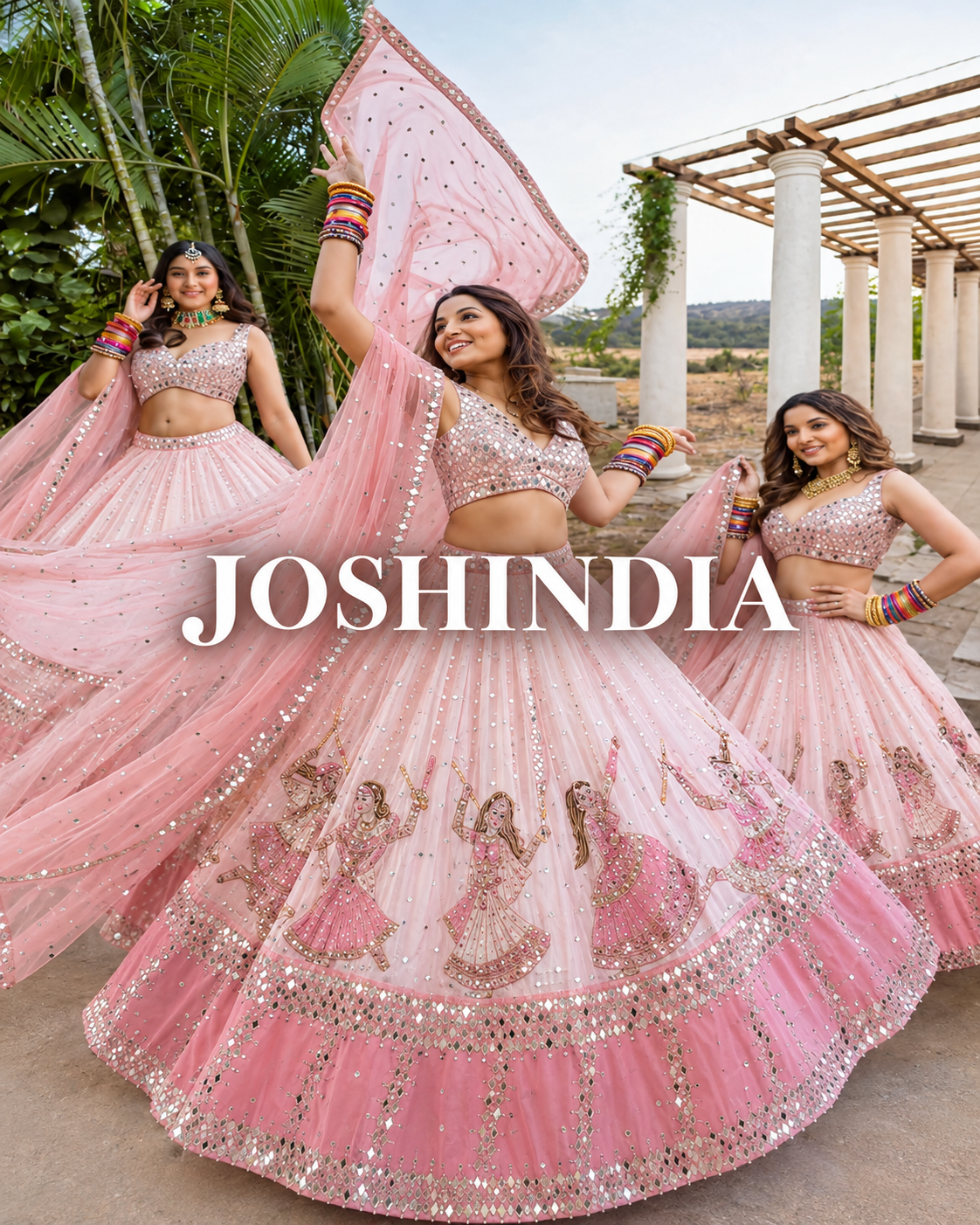 Navratri SpecialPremium Star Georgette Lehenga with Digital Print & Real Mirror Work