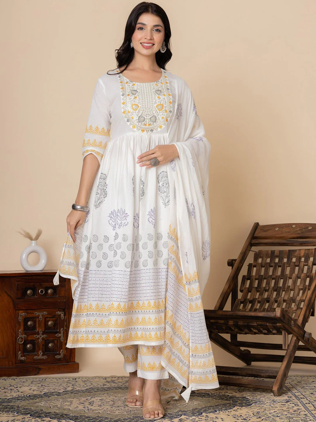 Women Ethnic Motifs Printed Anarkali Set