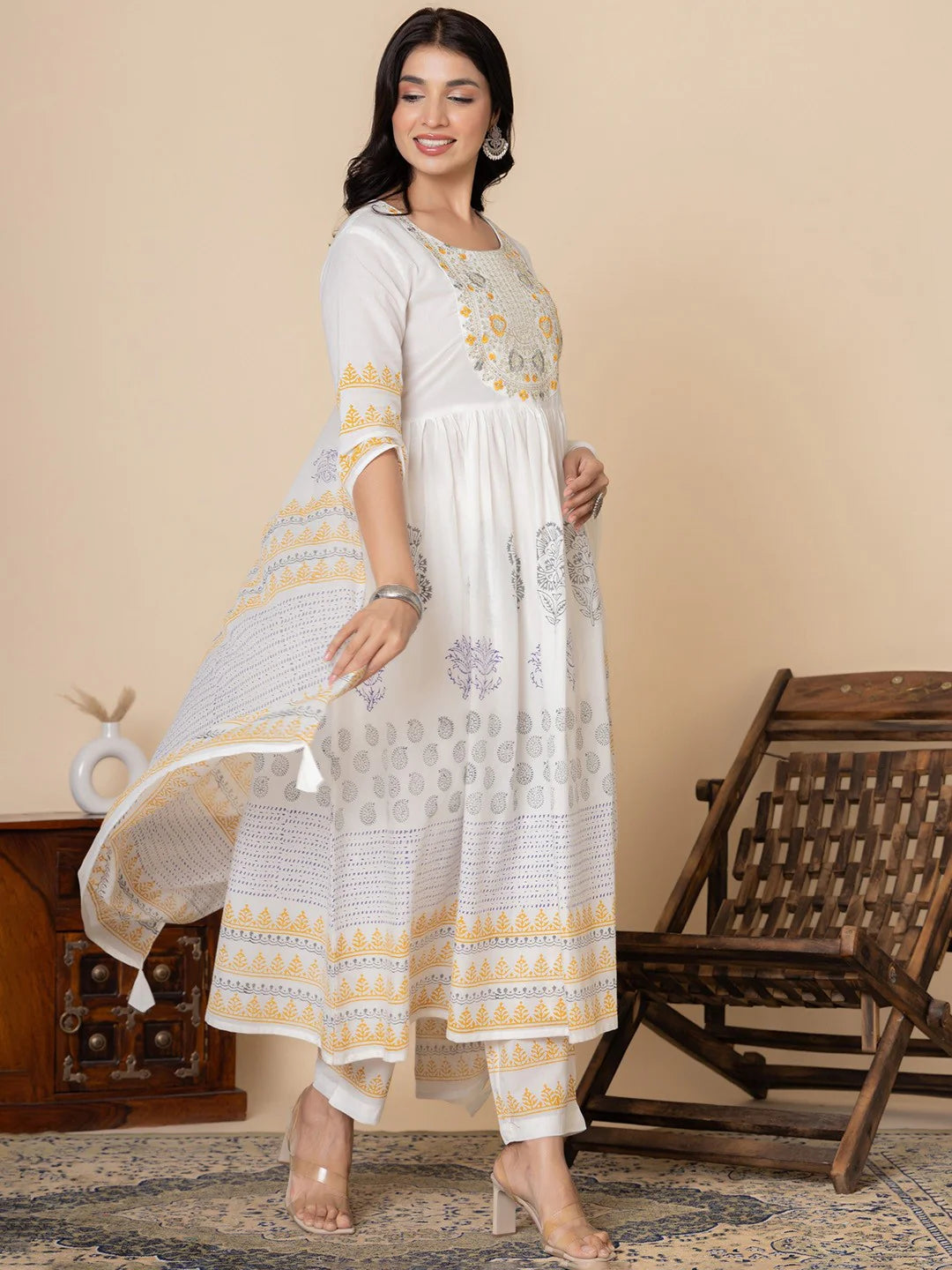 Women Ethnic Motifs Printed Anarkali Set