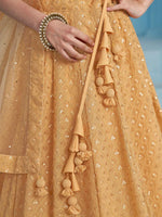 Beautiful Beige Thread Work Georgette Wedding Wear Lehenga Choli