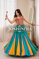 Navratri Heavy Rayon Lehenga Choli with Fancy Lagdi Patta Lace & Mirror Work