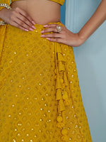 Yellow Thread Work Georgette Festival Wear Lehenga Choli