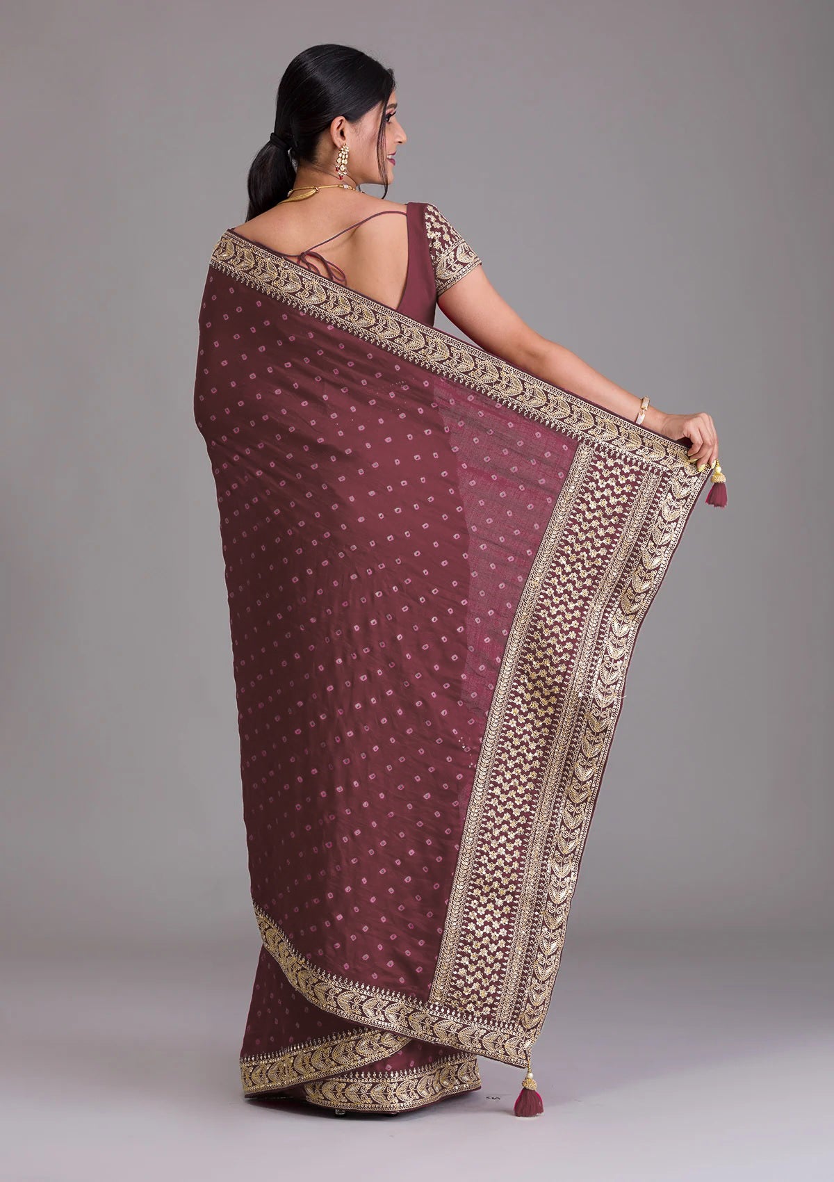 Cherry Red Saree - Joshindia