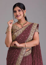 Cherry Red Saree - Joshindia