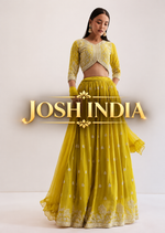 Yellow Georgette Lehenga Choli with Dupatta | Sequins Embroidery Semi-Stitched Haldi Wear