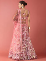 Light Pink Sequins Designer Embroidered Lehenga Choli with Net Dupatta