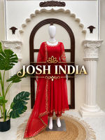 Faux Georgette Anarkali Gown with Pant Dupatta Thread Sequence Work Party Wear