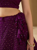 Wine Thread Work Georgette Reception Wear Lehenga Choli