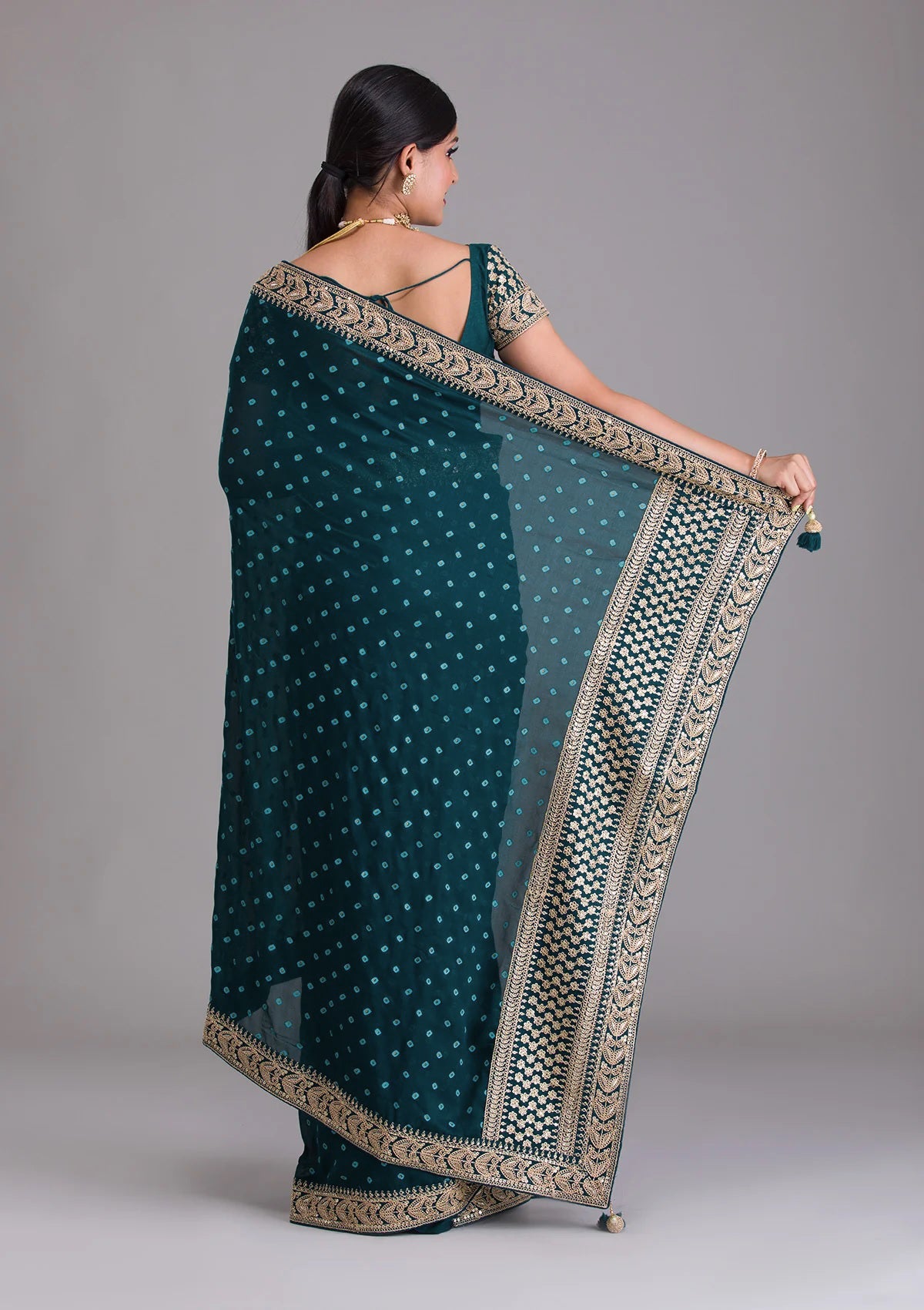 Petrol blue soft silk saree - JOSHINDIA - Joshindia