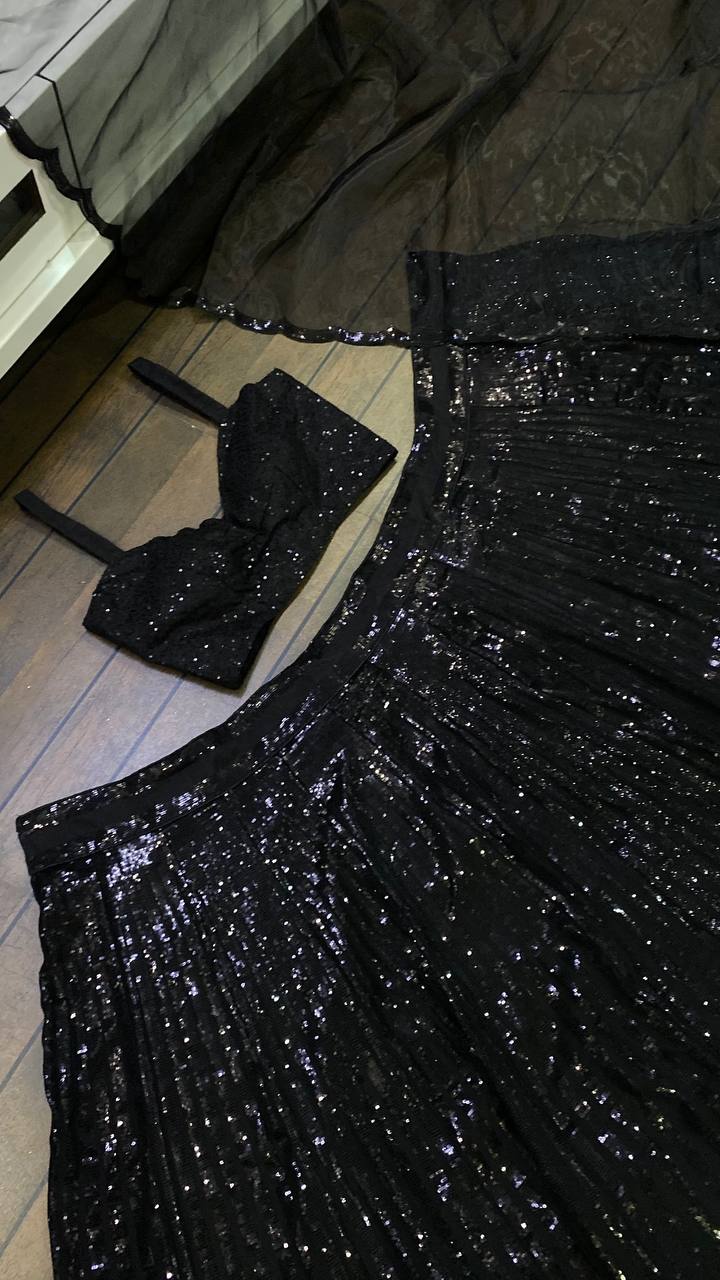 Buy Black Color Heavy Designer Sequence Work Lehenga Choli For Rich Look - Joshindia