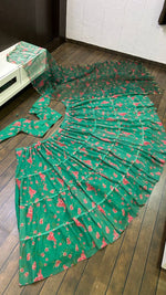 Buy Green Color Latest Designer Lehenga Choli With Heavy Flair - Joshindia