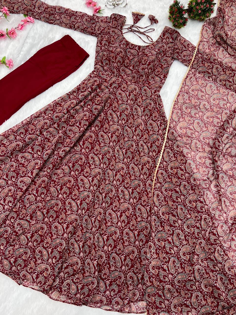 Latest Designs of Maroon Anarkali Dresses Shopping - Joshindia