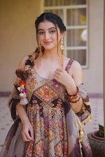 Digital Printed Jimmy Organza Silk Anarkali Gown for Women