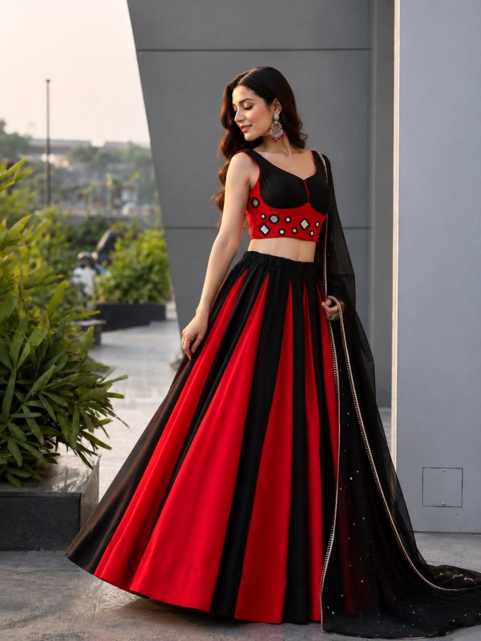 Navratri Special Cotton Lehenga Choli with Real Mirror Work