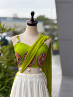 Navratri Special Cotton Lehenga Choli with Mirror Work & Georgette Dupatta