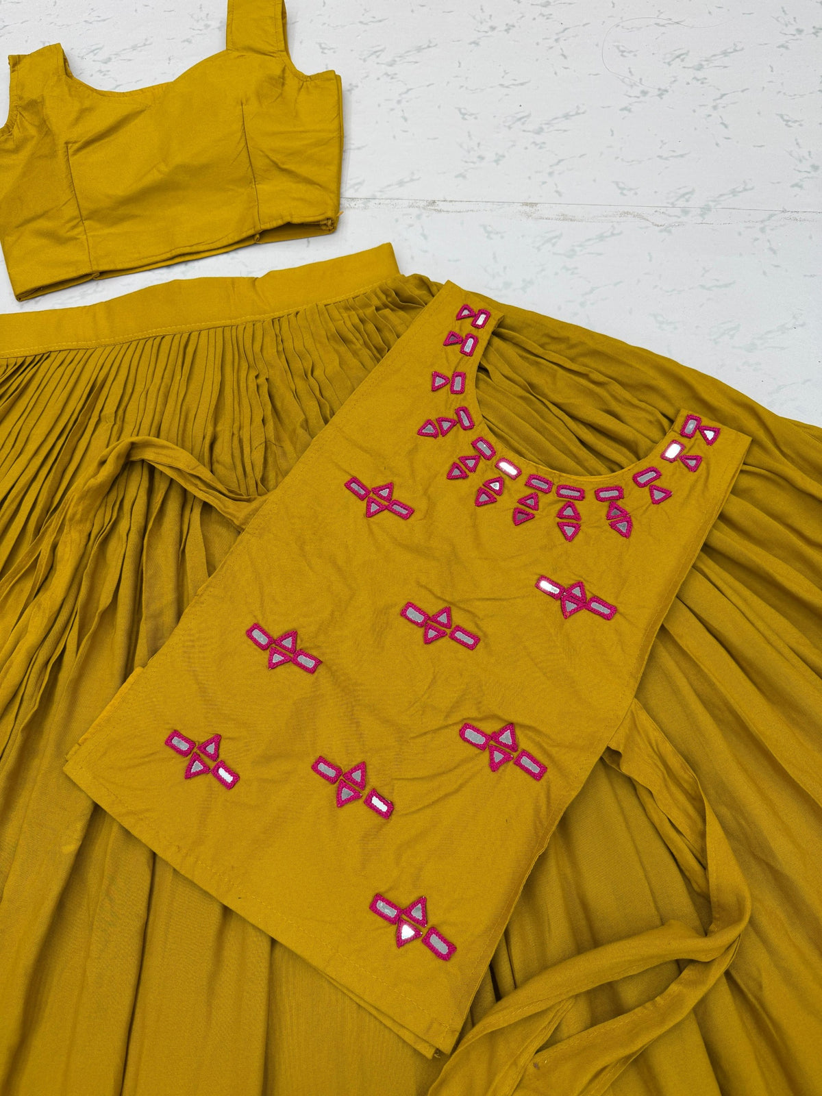 Navratri Special Lehenga Choli with Mirror Work Jacket | Fully Stitched 