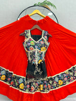 Navratri Special Pure Cotton Lehenga Choli with Mirror Work & Embroidered Dupatta