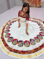 Navratri Special Pure Cotton Lehenga Choli with 6 Meter Big Flair | Foil Print Choli & Lace Border Dupatta 