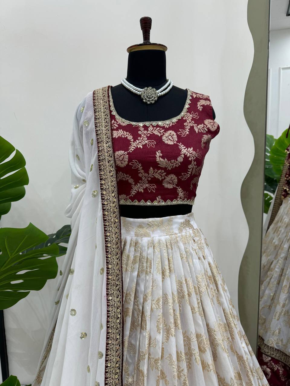 Jacquard Sequence Coding Work Lehenga Choli | Semi-Stitched