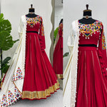 NAVRATRI Rayon Silk Lehenga Choli with Golden Silver Patti & Mirror Work