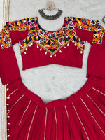 NAVRATRI Rayon Silk Lehenga Choli with Golden Silver Patti & Mirror Work