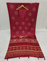Japan Satin Silk Saree with Real Mirror Work & Viscose Latkan Pallu Border 