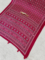 Japan Satin Silk Saree with Heavy Real Mirror Work & Viscose Latkan Pallu Border