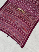 Japan Satin Silk Saree with Heavy Real Mirror Work & Viscose Latkan Pallu Border