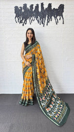 Heavy Mall Cotton Silk Saree with Traditional Print & Elegant Border