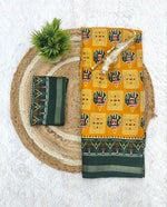 Heavy Mall Cotton Silk Saree with Traditional Print & Elegant Border