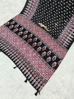 Japan Satin Semi Gajji Silk Saree with Heavy Real Mirror Work & Viscose Latkan Pallu Border