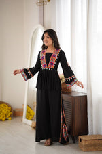 Heavy Rayon Silk Top Plazo Set with Real Mirror Embroidery & Kodi Work | Ready to Wear