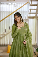Designer Salsa Silk Gown with Pent & Dupatta Set