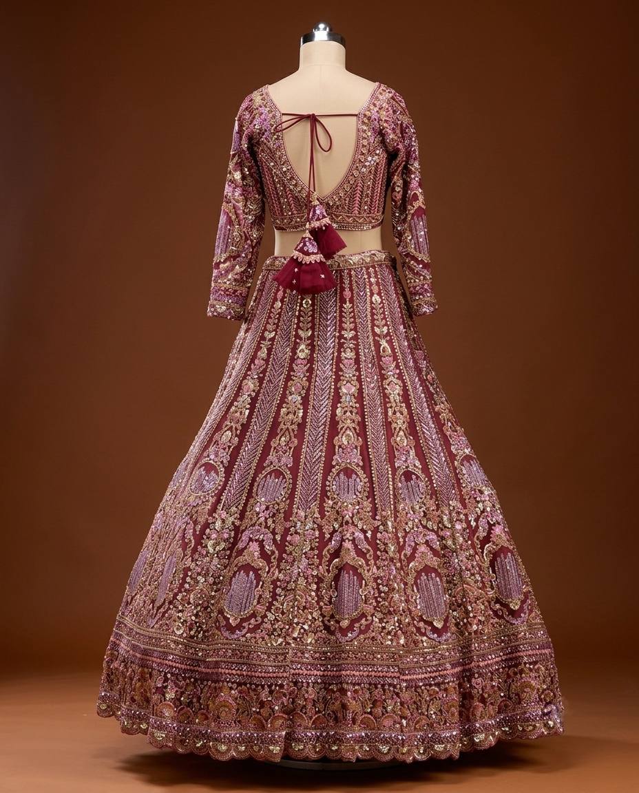 Butterfly Net Lehenga with Sequins Embroidery & Cancan Canvas Layers | Semi-Stitched
